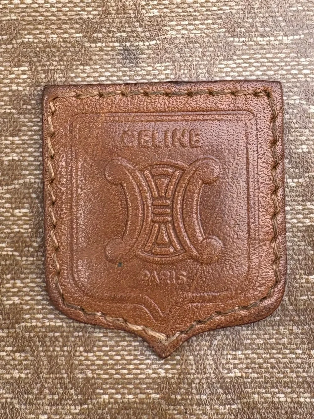 Celine Macadam Canvas Leather Trim Logo Detail Clutch Cosmetic Toiletry Bag